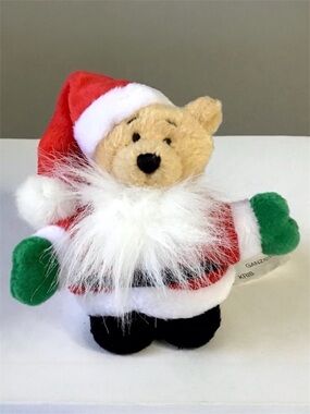 1999 Ganz Kris Santa Bear Small Plush Pull Tab Vibrating Toy Vintage Christmas